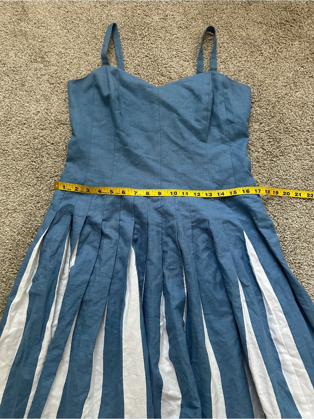 Boden Matilda Blue & White Pleated Linen Cotton Midi Dress Size M - Picture 7 of 10